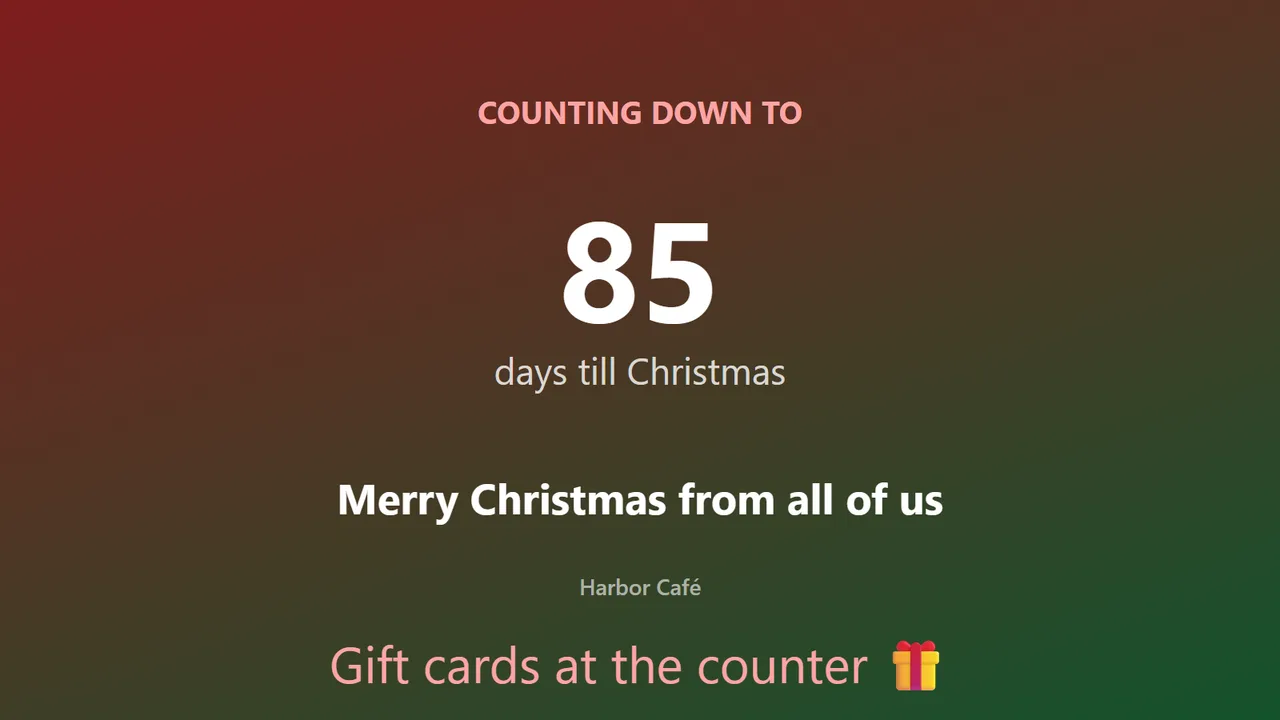 A PingBell board on a TV: Holidays · days until Christmas