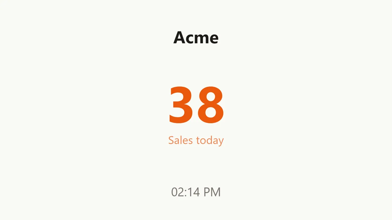 Sales counter — one number that moves with every sale