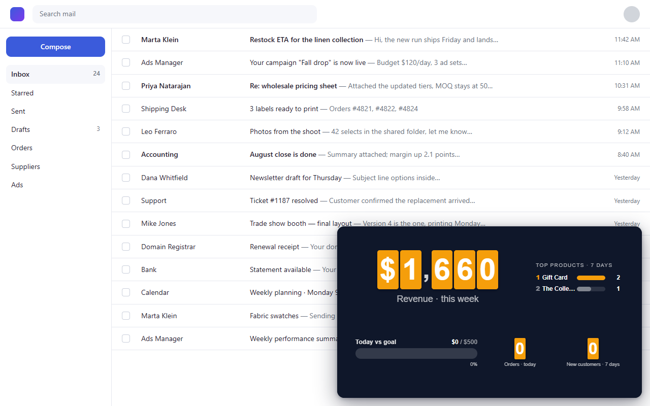 A large PingBell board overlay on a browser tab.